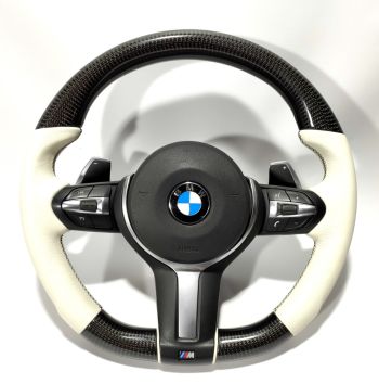 BMW F87 F80 F82 F83 F20 F30 F15 F16 OEM Steering Wheel Carbon White Leather