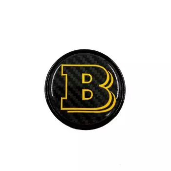 2-component metallic carbon yellow Brabus badge logo emblem 53mm for hood scoop Mercedes-Benz W463A W464 G-Class