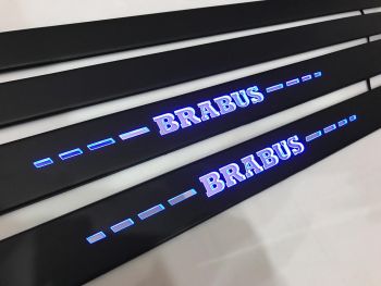 MERCEDES-BENZ S-KLASSE W217 BRABUS ROCKET 600 EDELSTAHL LED DOOR SILS EINSTIEGSLEISTEN SET-Brabus Black Matt Blue