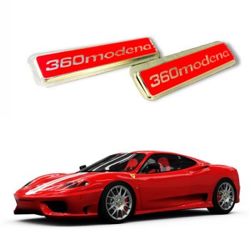 für Ferrari 360 Modena Fußmatten Emblem Badge Metallic mit Chrom 2 St