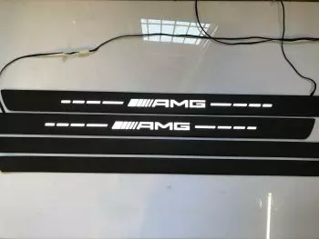 MERCEDES-BENZ S-KLASSE W217 BRABUS ROCKET 600 EDELSTAHL LED DOOR SILS EINSTIEGSLEISTEN SET-AMG Black Matt White LED