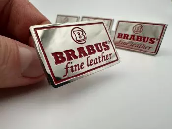 Mercedes Brabus Fine Leather rote metallic Sitze Embleme Abzeichen Logos Set