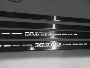 MERCEDES-BENZ S-KLASSE W217 BRABUS ROCKET 600 EDELSTAHL LED DOOR SILS EINSTIEGSLEISTEN SET-Brabus Chrome White