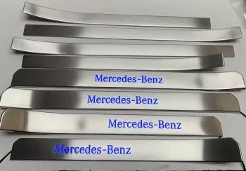 MERCEDES-BENZ S-KLASSE W221 S63 S55 Brabus AMG EDELSTAHL LED DOOR SILS EINSTIEGSLEISTEN SET-Mercedes-Benz Chrome Blue LED