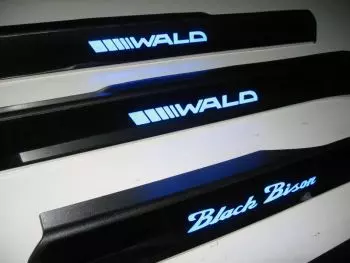 MERCEDES-BENZ S-KLASSE W221 S63 S55 Brabus AMG EDELSTAHL LED DOOR SILS EINSTIEGSLEISTEN SET-WALD Black Glossy Hellblau LED