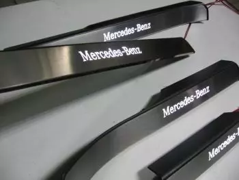 MERCEDES-BENZ S-KLASSE W221 S63 S55 Brabus AMG EDELSTAHL LED DOOR SILS EINSTIEGSLEISTEN SET-Mercedes-Benz Chrome White LED