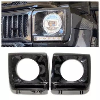 Headlight Covers Front Carbon Fiber with LEDs Set Mercedes-Benz W463 G-Wagon