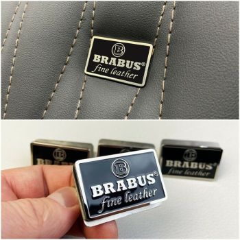 Mercedes Brabus Fine Leather schwarz metallic Sitze Embleme Abzeichen Logos Set