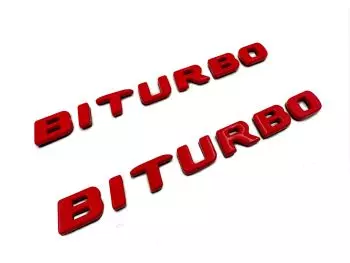 Mercedes S E C G GT Brabus Biturbo Red  Metallic Emblem Logo Schriftzug Set