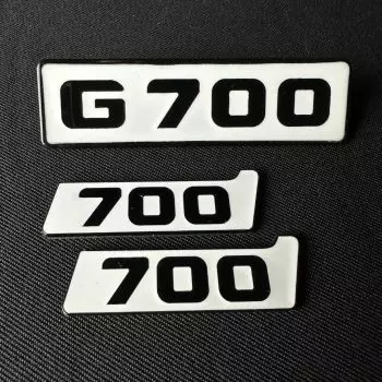 Metallic White Emblems set for Mercedes-Benz G700 front grille Brabus BITURBO 700 Side Plate logo badges