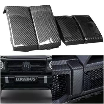 Сarbon fiber front and rear bumpers brackets fangs covers set 4 pcs for Mercedes G-Wagon W463A W464